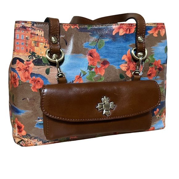 Patricia Nash Julien Leather Convertible Tote Bag Purse M/L French Riveria NWT